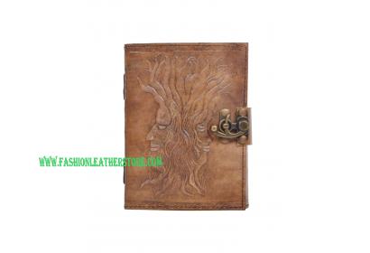 Handmade Antique Design Root Of Tree Embossed Leather Journal Notebook Charcoal Color Journals Notebook & Sketchbook